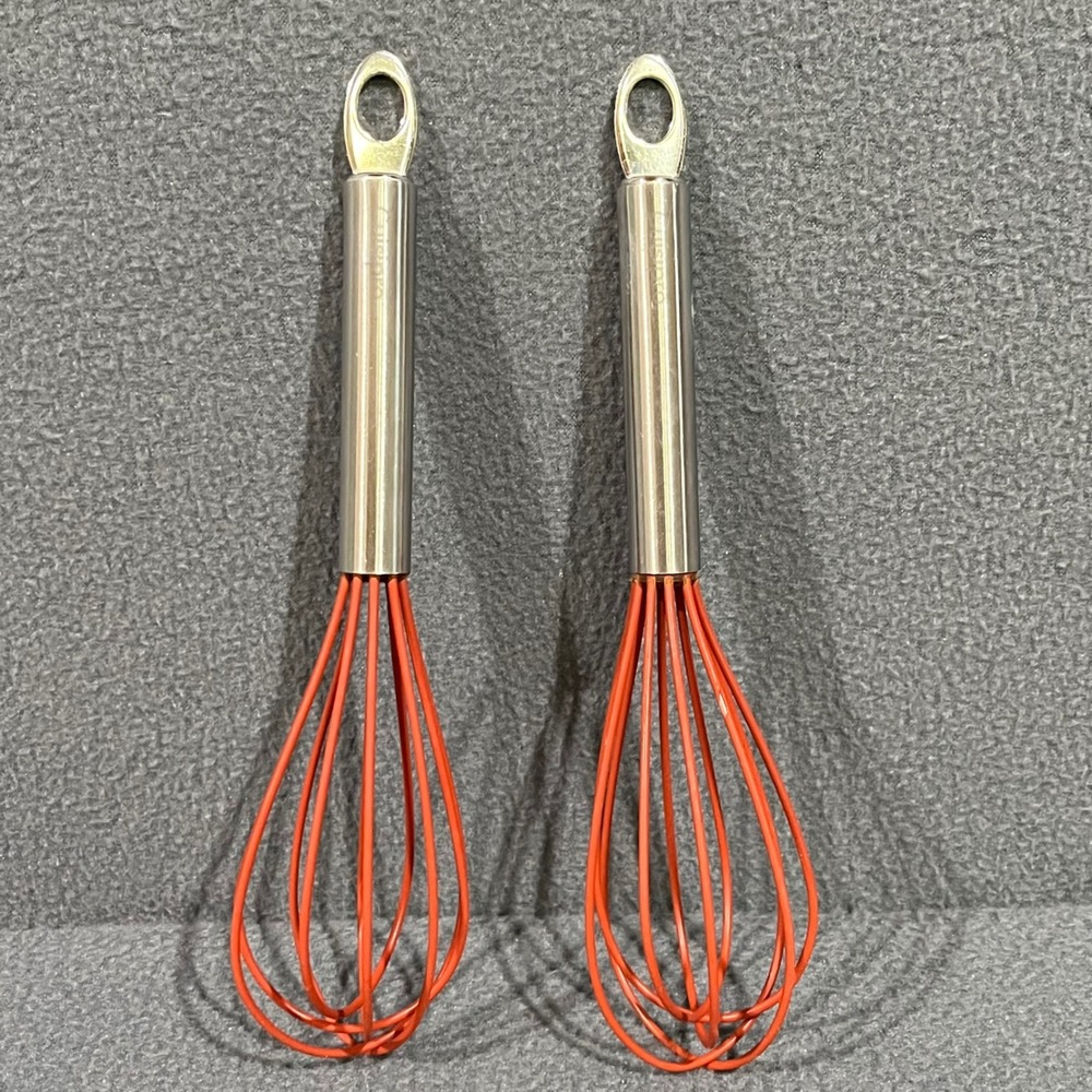Cuisipro Whisk Set of 2 Orange Silicone Coated Stainless Steel Kitchen Utensil